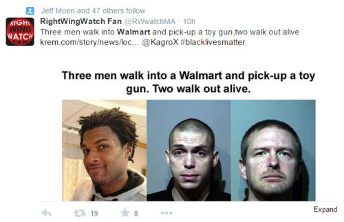unite4humanity: Two White men walk into WalMart with a BB gun and start shooting. They are take