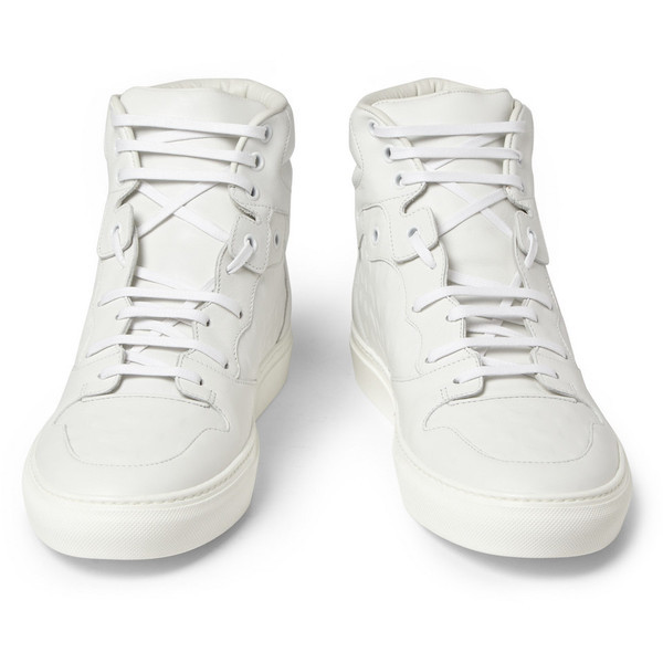 Balenciaga Embossed Leather High Top Sneakers ❤ liked on Polyvore