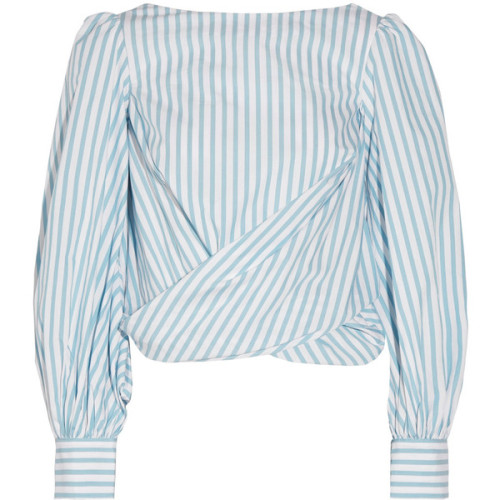 Johanna Ortiz Bahia open-back striped cotton-poplin wrap top ❤ liked on Polyvore (see more cropped t