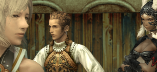 iamfangu:livvyplaysfinalfantasy:Ashe reacts to Al-Cid, Balthier reacts to Ashe reacting to Al-Cid, a