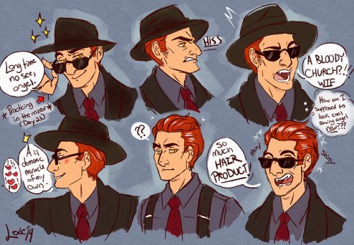 sketches-by-lexie:Continuing my own thing of sketching my favorite Crowley outfits the demon looks d
