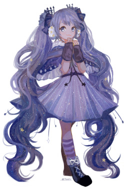 monochrome-miku:  “Winter night Miku” by   Jedit   Follow the artist on Twitter *Permission was given from the artist to upload. Do not distribute. 