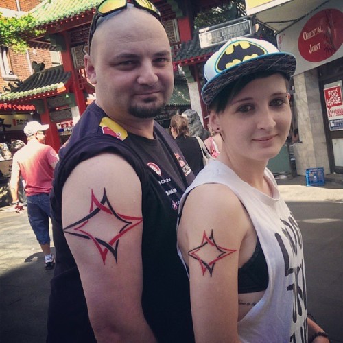 My brother and I with our new matching #tatts #arentwecute #tattoo #black #red #siblings #togetherfo