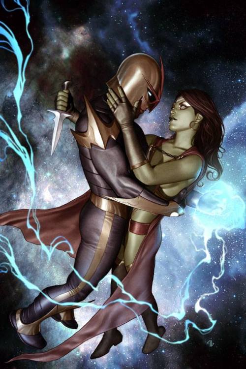 bear1na:Nova and Gamora by Adi Granov *