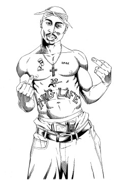 stevebeaumontart:  TUPAC:DEATHRAPFor those of you who are enjoying the Tupac posts, here are some test ink  drawings I drew before starting work on the book