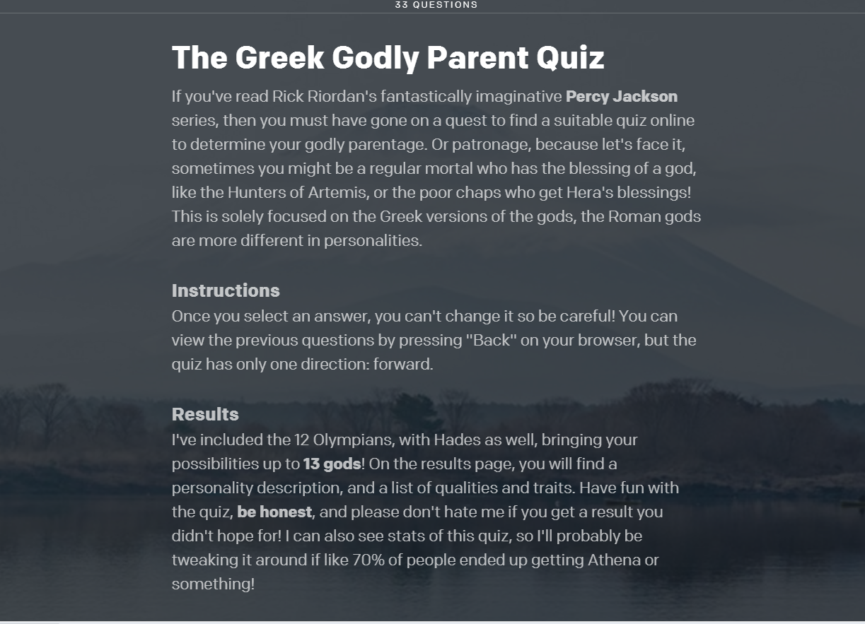 Percy Jackson' Quiz: Who Would Be Your Godly Parent?