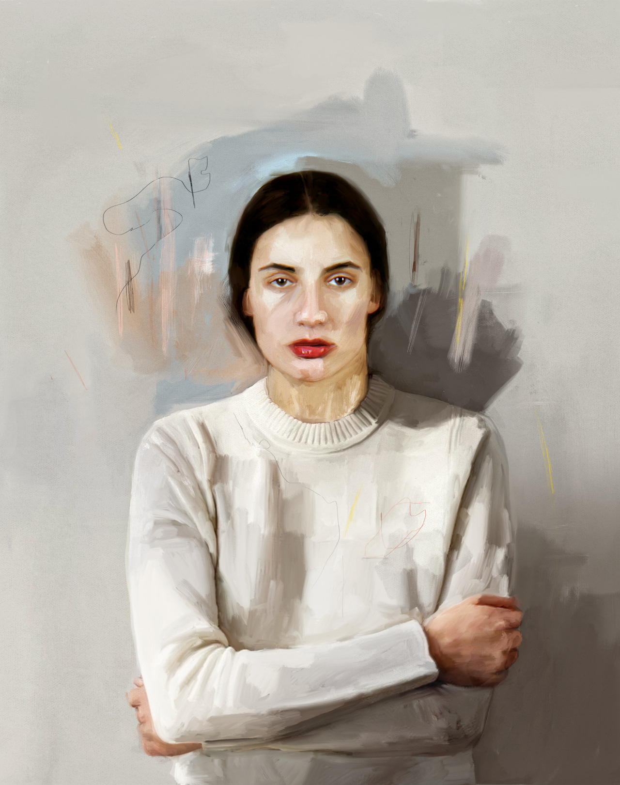 solar-sisters:  Girl in the white sweater giclee print available at Enough Space!!