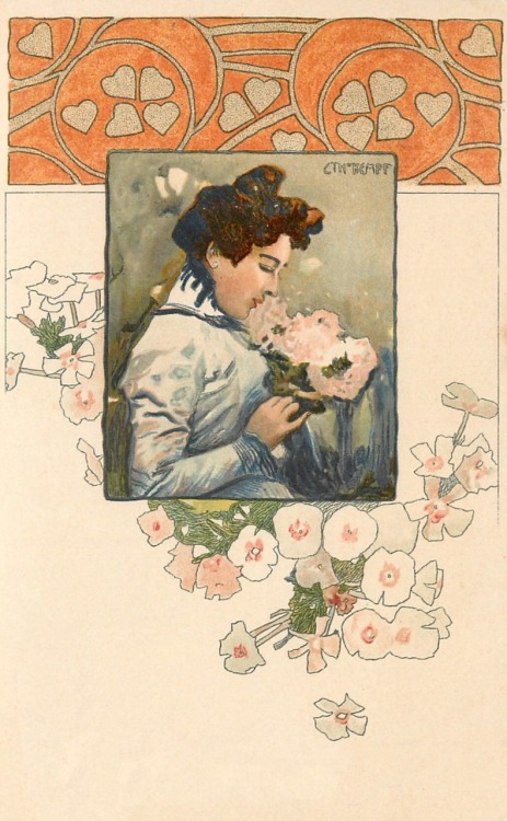 Un Mot à la Poste.c.1902.Art Nouveau Art Idéal.Collection des Beaux-Arts.Vintage postcards.Art by Th