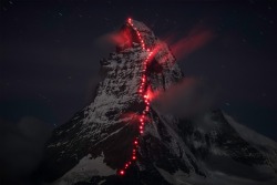 essenceofnxture:  How A Photographer And Team Of Climbers Lit Up The Matterhorn Mountain  