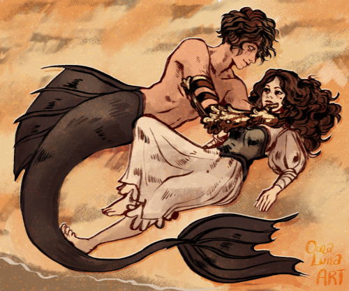 bubbly-alchemist:oonaluna-art:Mer… MermanakinI wanted to make a little mermaid AU. Don’t look at me.