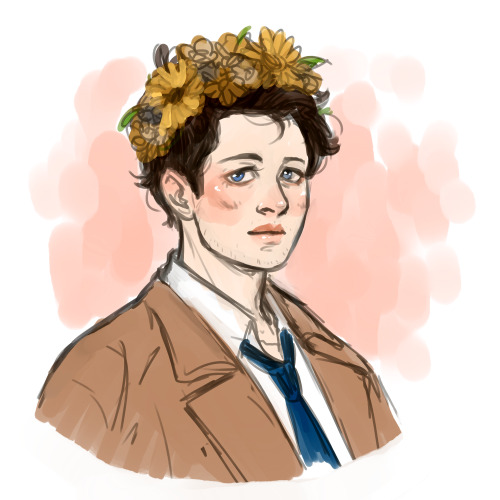 diminuel: Warm up doodle prompt by @confusedfeelsfangirl  who asked for Cas in a flower crown.