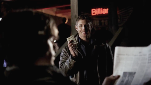 angelsdean:I earned that money. dean studies on making money [1x15 Benders, 1x08 Bugs, 1x05 Bloody M