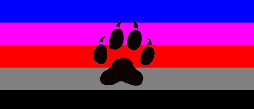 bdsmpetplay:  :O I couldn’t find a kitten play pride flag ANYWHERE, so I made one for the kittens!  I wanted to include masculinity because YES, there are boy kittens!Blue: leather pride (or masculinity)Pink: youthRed: femininityGrey: reference to