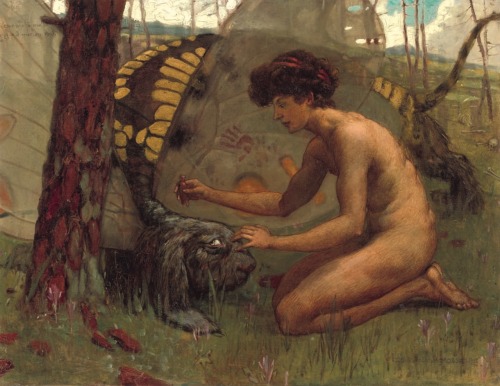 L'Ephèbe à la Tarasque / The Ephebe and the Tarasque.1902. Oil on Canvas. 42 x 54 cm. 