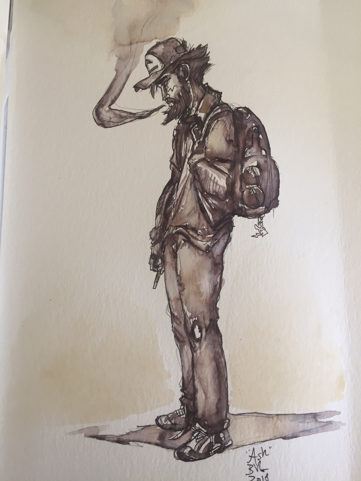 shia-art:  Ash Ketchum in his 30s still walking between towns on old roads he’d