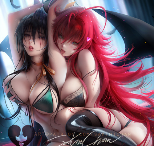 sakimichan: RiasGremory X Akeno from HighSchoolDxD porn pictures