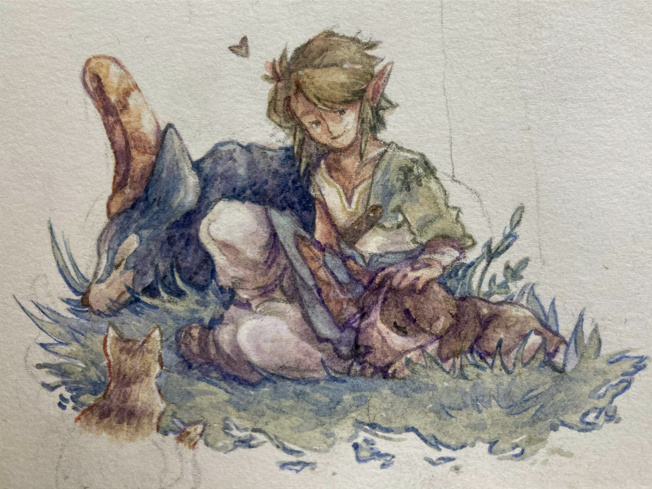 Link and Zelda (The Legend of Zelda: Twilight Princess) Watercolor