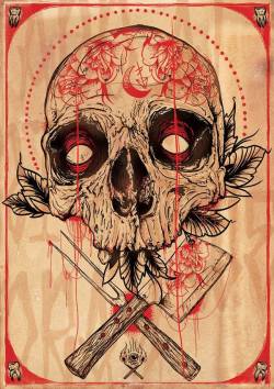 obsessedwithskulls:  Butchers Skull Rose by Michael Dos Ramos: http://www.behance.net/Mykil_Dos