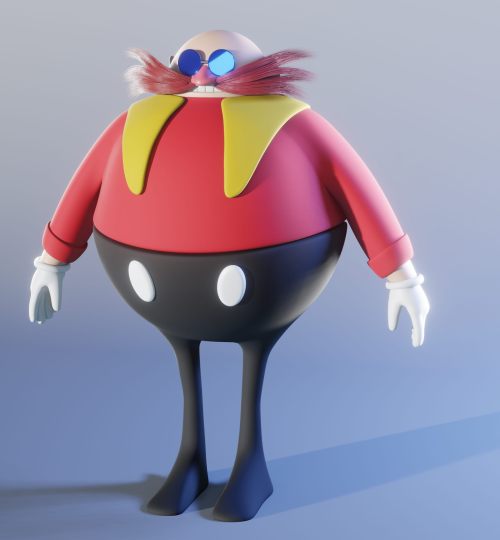 Eggman/Robotnik model sheet studyBlender/Eevee