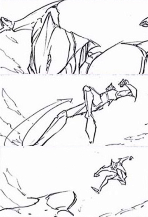 kaijusaurus: Storyboard art for Ultraman’s maiden flight through Tokyo.Ultraman The Next (2004).