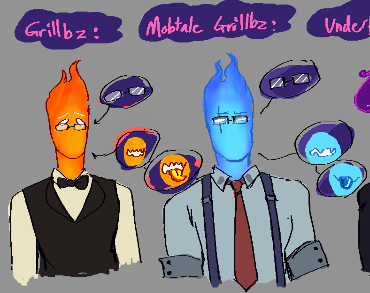 fel-fisk:  bc i draw a fuck tonne of grillby shite with all the different AU grillbys,