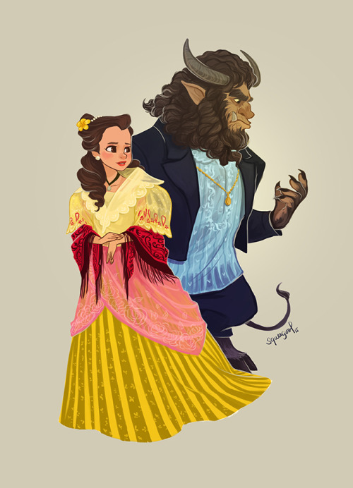 squeegool:  “Ang Maganda at ang Halimaw” late post of my Filipiniana version of Beauty and the Beast. yes, beast has Carabao (Philippine water buffalo) horns.  