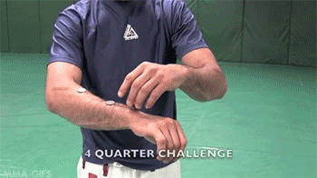 mma-gifs:  Gracie Challenge #3: 4 Quarter Challenge! Place four quarters on your