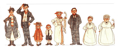 dyinglikeicarus: Animation /Character design/ exercise. Mary Poppins’ Rough Size Comparison Ch