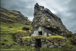 peterschlehmil: Nature and Artifice - cottage built into hillside rock, Icelandph. by Jamie Slomsky