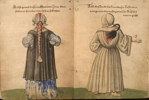 Spanish costumes from the &ldquo;Trachtenbuch&rdquo; by Christoph Weiditz, 1530s;Lady and gentleman 