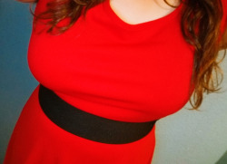 Taking naughty pics and making clips of my bouncing tits in my red dress. 