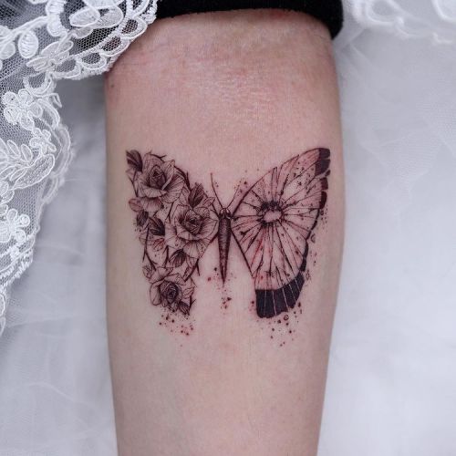 Butterfly And Rose Tattoo by oxymon on DeviantArt