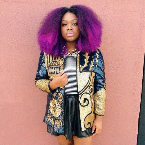 Add a lil color  #2frochicks #haircolor #spiceitup #purple #hairfun #naturalhair #naturalista #froba