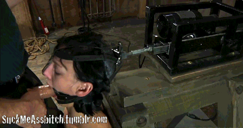 suckmeassbitch:  Slave Girl Sucking Machine  from http://www.realtimebondage.com 