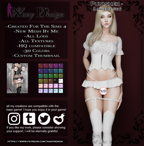  Punisher (Lingerie Set)Base Game Compatible*For Females T / A / YA*Outfit Type:01-Top v1 (T-Shirt S