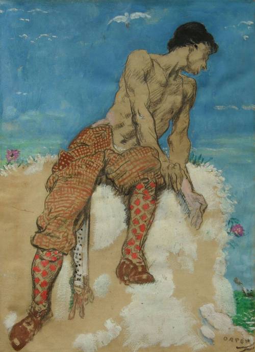 designedfordesire:Recto Self Portrait on a Clifftop in Howth (1910s), William Orpen (1878-1931)Source: 1000sassa1000