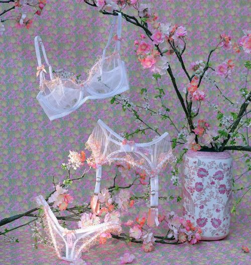 Agent Provocateur | Maybelle • in white Italian tulle + peach daisy embroidery | Spring Summer 2021