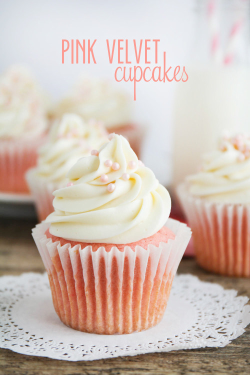 DIY Pink Velvet Cupcakes Recipe from I Heart Naptime.These are DIY Pink Velvet Cupcakes, made from s