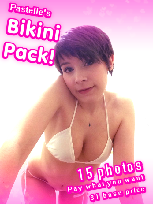pastelletta:  pastelletta:  NEW PHOTO PACK! CLICK THE PICTURE OR HERE TO GET IT <3 It’s photo pack time again! This PWYW pack includes 15 photos of me wearing nothing but an itty bitty string bikini! There’s underboob, butt pics, and other fun