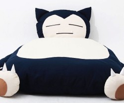 awesomeshityoucanbuy:  Pokemon Snorlax BedRest your weary body like a true Pokemon master after you swap out your bed for the Snorlax bed. Better than any king size bed on the market, this handmade Snorlax bed utilizes the superfluous blubber to provide