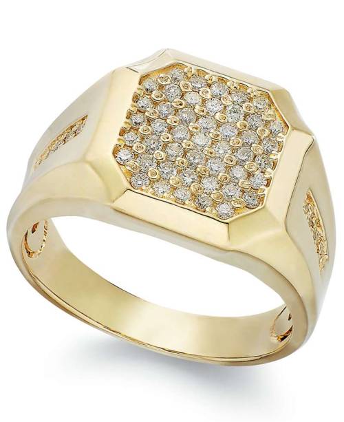 Gento by EFFY Men’s Diamond Cluster Ring in 14k Gold (½ ct. t.w ...