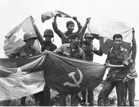 hyungjk:North Vietnamese troops celebrate victory, April 30th, 1975