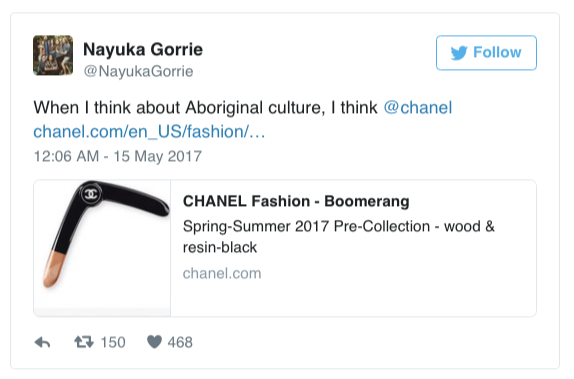 siancore: the-movemnt:  Aboriginal activist calls Chanel’s new $1325 boomerang