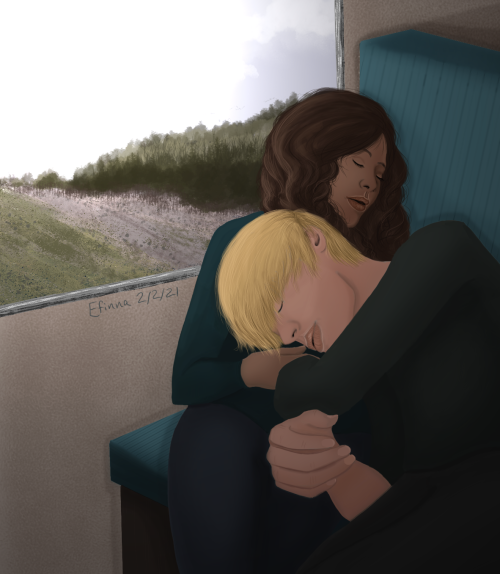 Context-free soft!Dramione takin a snooze peacefully on a train because: (1) Finally read Manacled a
