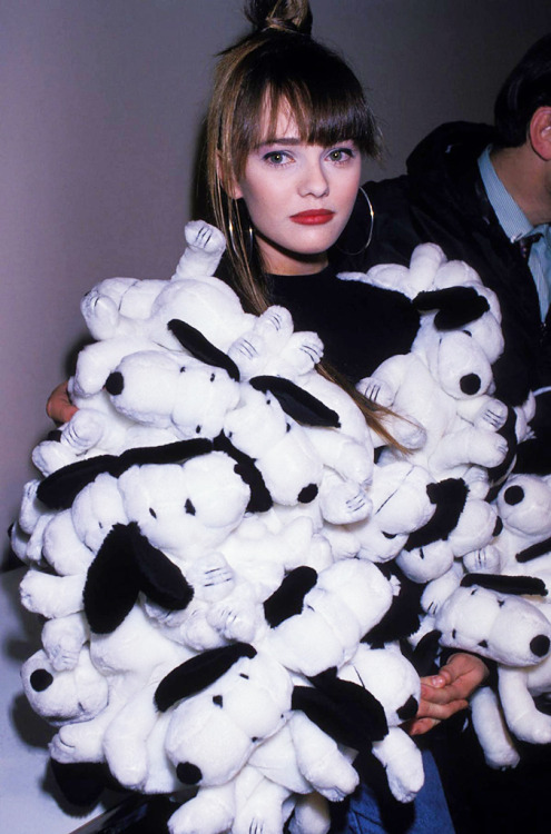 mabellonghetti:Vanessa Paradis wearing Jean-Charles de Castelbajac’s Snoopy Coat backstag