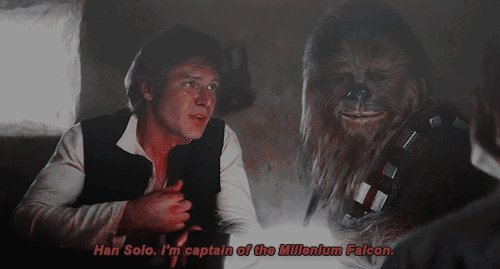 iamyourpathos:The first and the last lines of Han Solo.