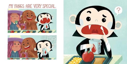 Spreads from my recent picture book, I Love My Fangs, which came out in 2020! Here’s the book descri