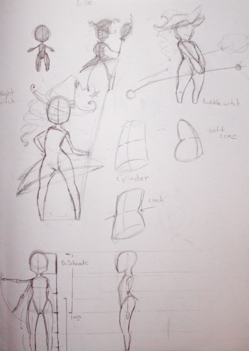 riot-of-flowers:Sketchbook pages for the development of a witch character. OH MY GOD SO CUTE