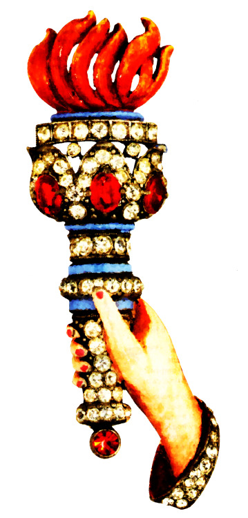 Crystal Torch. Digitally altered; based on a photo of a vintage patriotic brooch from Country Living