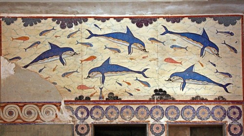 myancientworld: Dolphin Frieze, located at the Palace of Knossos. Dated to between 1800- 1400 BC, th